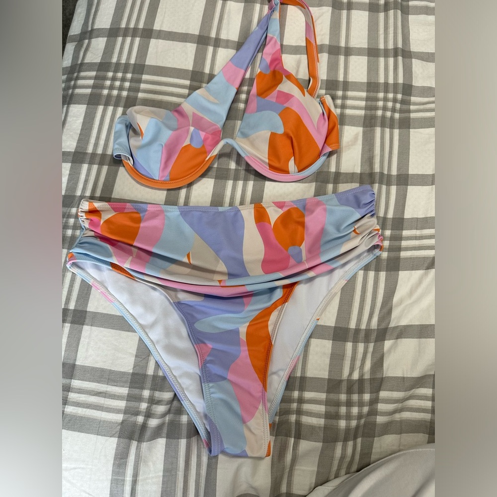 Shein All Over Print One Shoulder Bikini